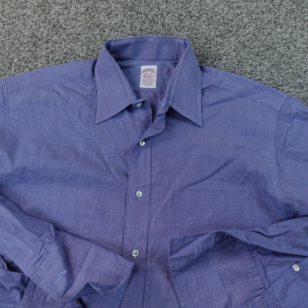 Brooks Brothers Shirt Mens 16.5 Blue Oxford Long Sleeve Dress Button Up USA OCBD